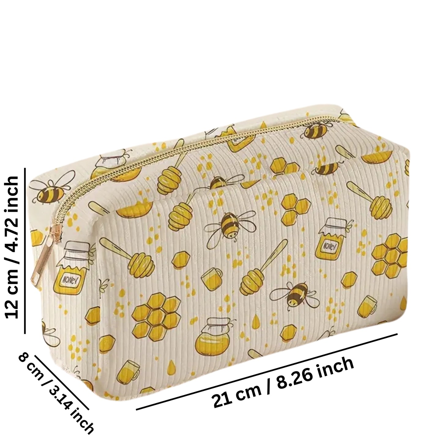 Honey Bee Corduroy Makeup Pouch / Bag