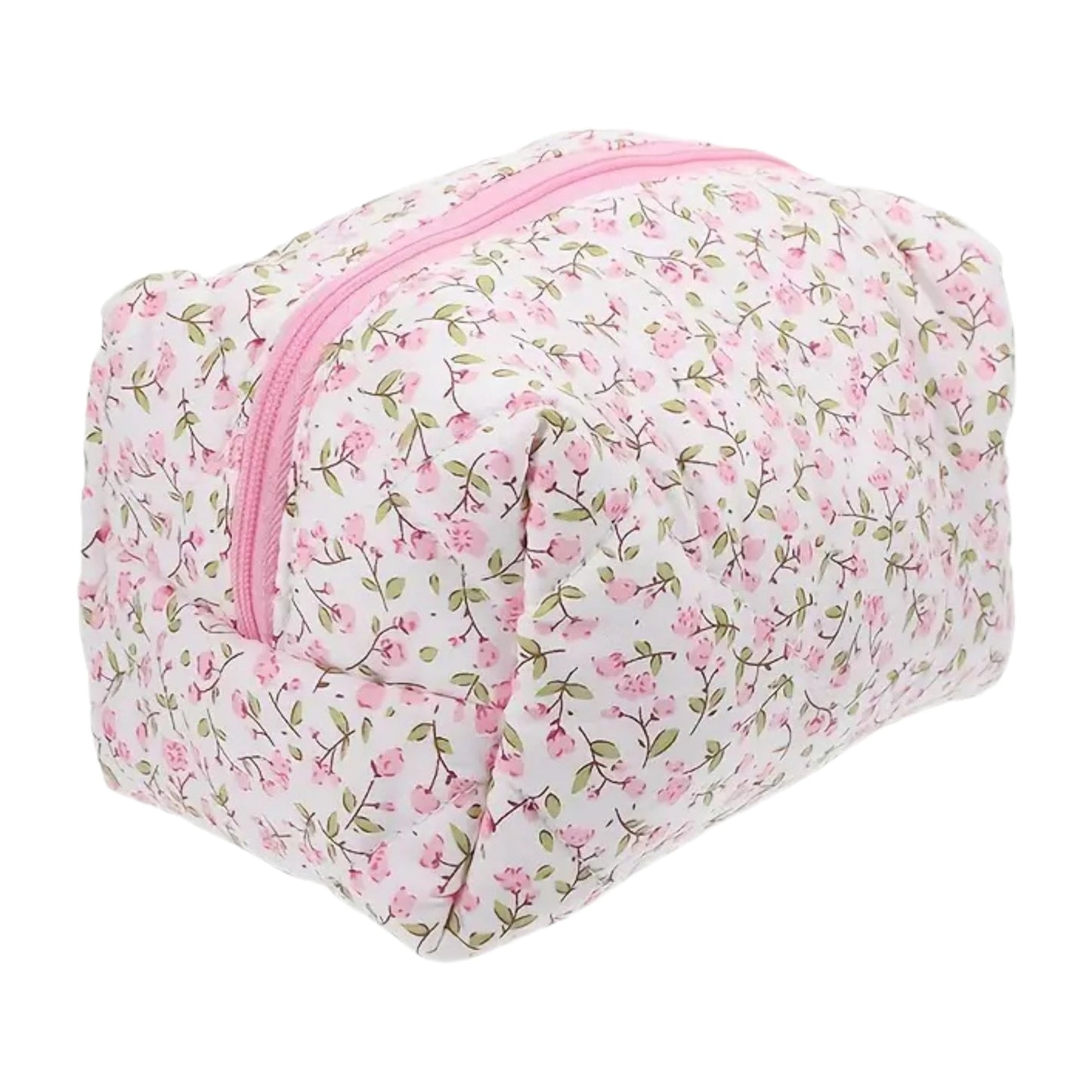 Floral Quilted Makeup Pouch / Bag