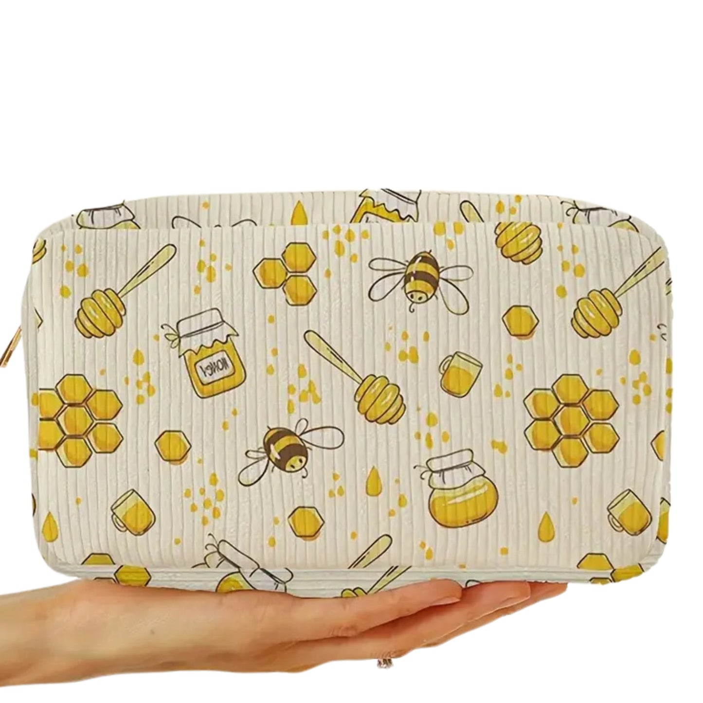 Honey Bee Corduroy Makeup Pouch / Bag