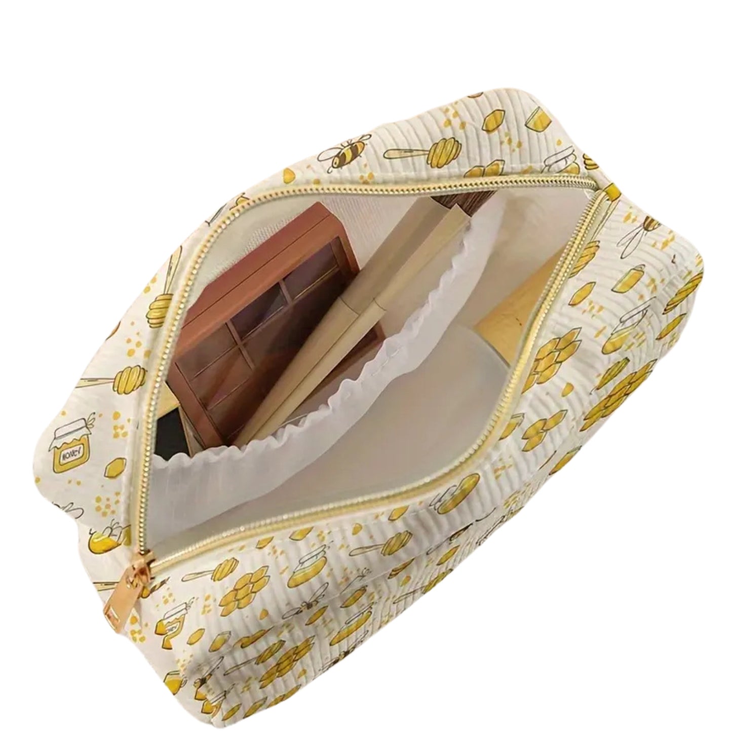 Honey Bee Corduroy Makeup Pouch / Bag