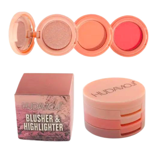 Hudamoji | Compact 3-in-1 Blusher & Highlighter